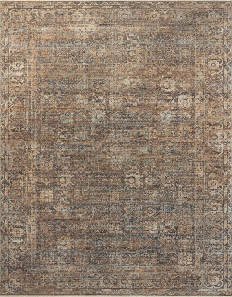 Loloi Heritage Mocha / Denim 2'-0" x 3'-0" Accent Rug Brown Accent Power-Loomed Polypropylene/Polyester/Wool