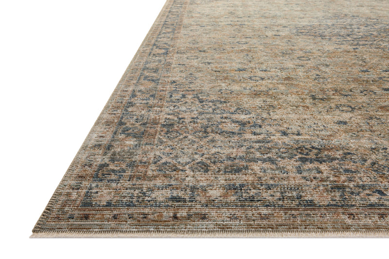 Loloi Heritage Sage / Navy 2'-0" x 3'-0" Accent Rug Green Accent Power-Loomed Polypropylene/Polyester/Wool
