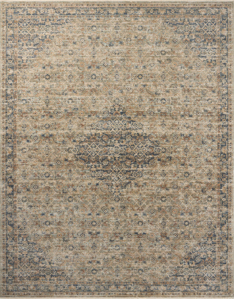 Loloi Heritage Sage / Navy 2'-0" x 3'-0" Accent Rug Green Accent Power-Loomed Polypropylene/Polyester/Wool