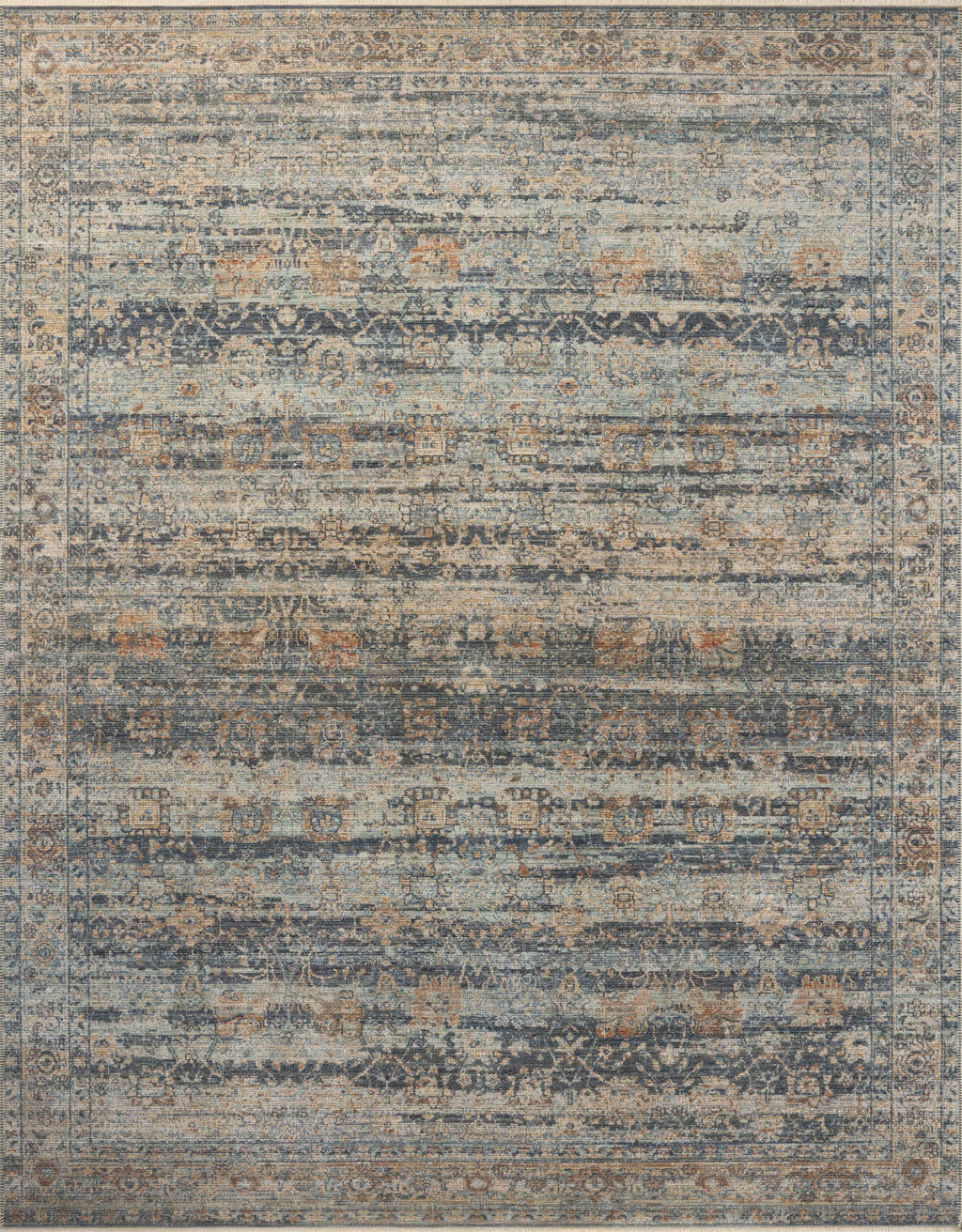 Loloi Heritage Sky / Sunset 2'-0" x 3'-0" Accent Rug Blue Accent Power-Loomed Polypropylene/Polyester/Wool