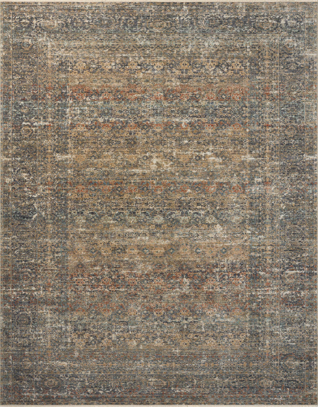 Loloi Heritage Midnight / Multi 2'-0" x 3'-0" Accent Rug Blue Accent Power-Loomed Polypropylene/Polyester/Wool