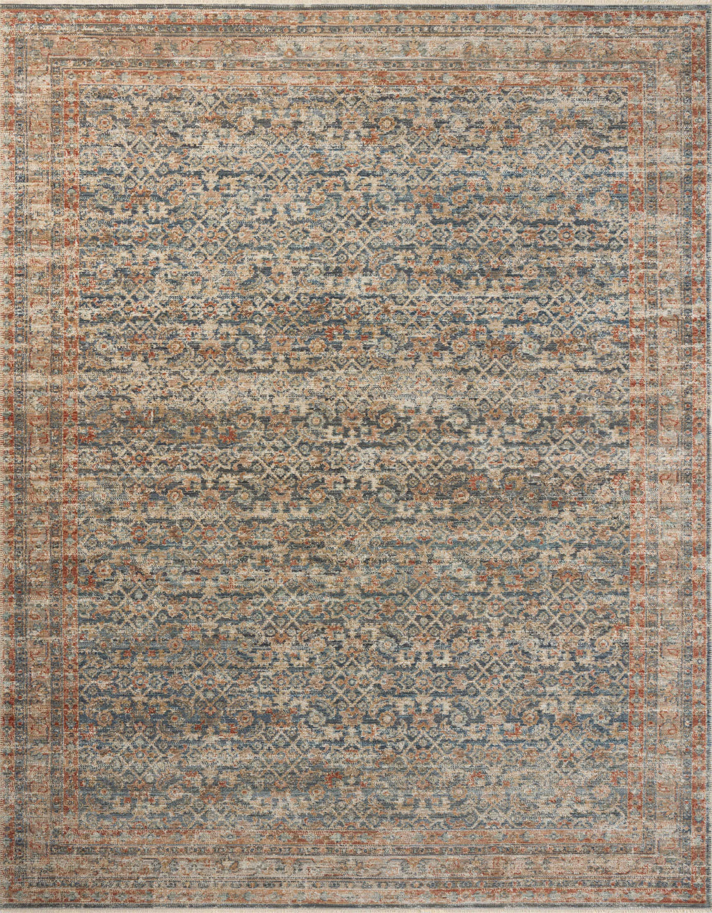 Loloi Heritage Blue / Rust 2'-0" x 3'-0" Accent Rug Blue Accent Power-Loomed Polypropylene/Polyester/Wool