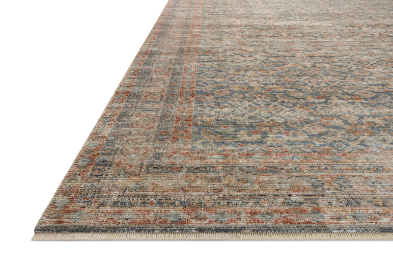 Loloi Heritage Blue / Rust 2'-0" x 3'-0" Accent Rug Blue Accent Power-Loomed Polypropylene/Polyester/Wool