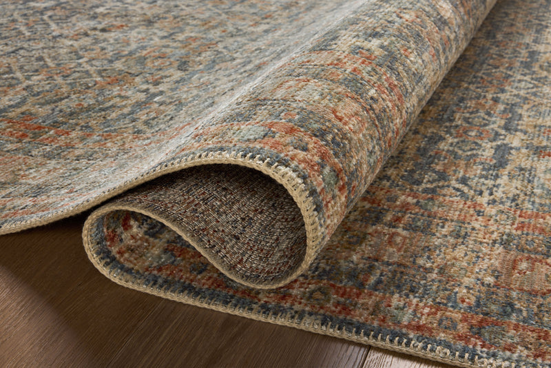 Loloi Heritage Blue / Rust 2'-0" x 3'-0" Accent Rug Blue Accent Power-Loomed Polypropylene/Polyester/Wool