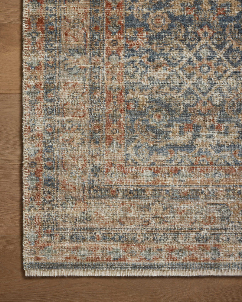 Loloi Heritage Blue / Rust 2'-0" x 3'-0" Accent Rug Blue Accent Power-Loomed Polypropylene/Polyester/Wool