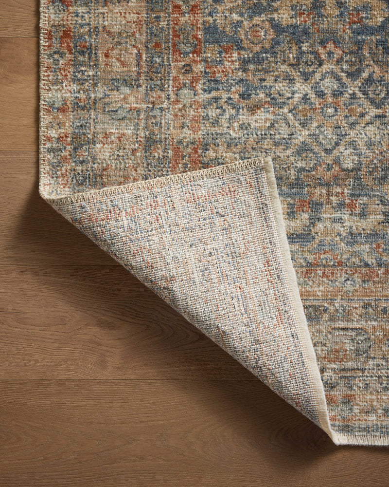 Loloi Heritage Blue / Rust 2'-0" x 3'-0" Accent Rug Blue Accent Power-Loomed Polypropylene/Polyester/Wool