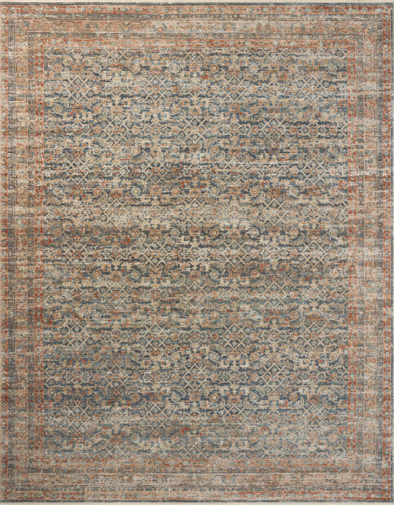 Loloi Heritage Blue / Rust 2'-0" x 3'-0" Accent Rug Blue Accent Power-Loomed Polypropylene/Polyester/Wool