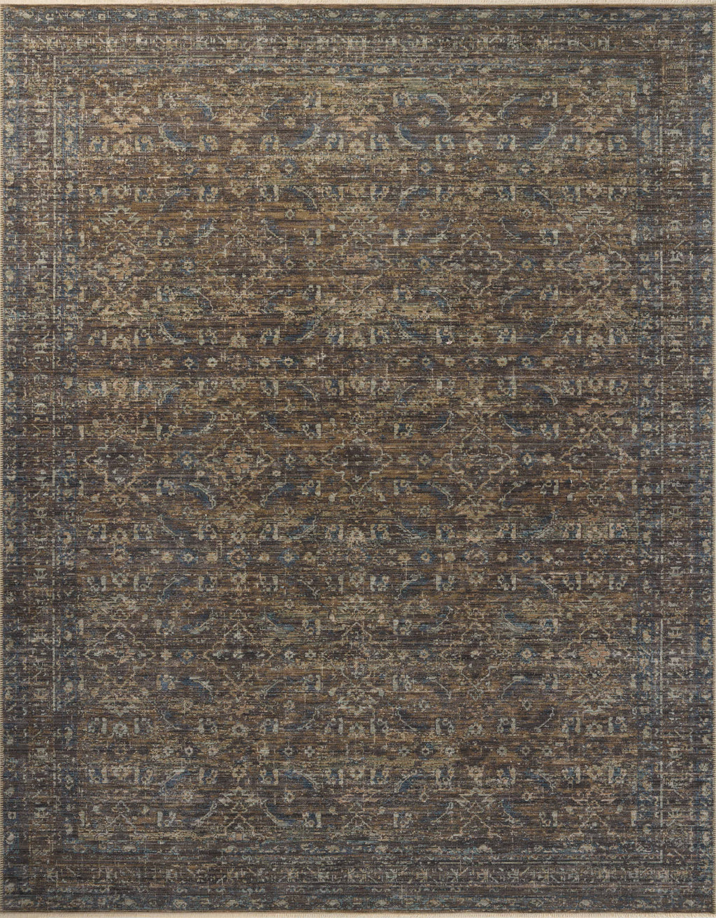 Loloi Heritage Lagoon / Tobacco 2'-0" x 3'-0" Accent Rug Blue Accent Power-Loomed Polypropylene/Polyester/Wool