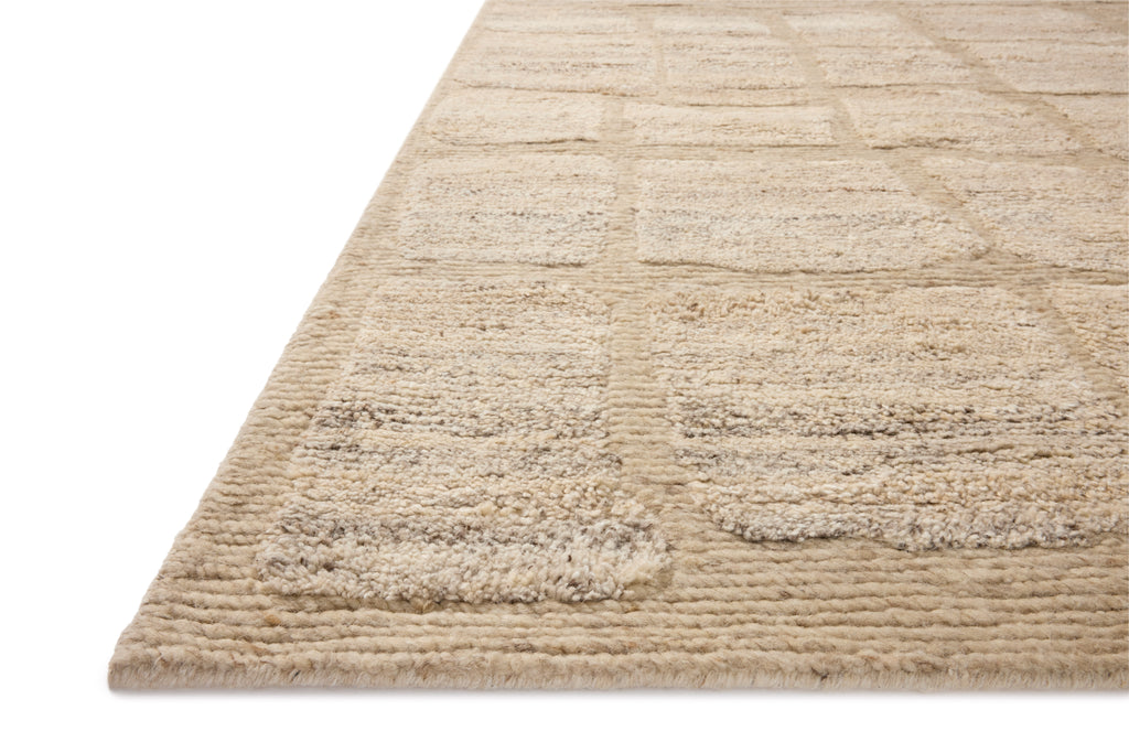 Loloi Hughes Natural 18" x 18" Sample Rug Beige sample Hand-Knotted Wool