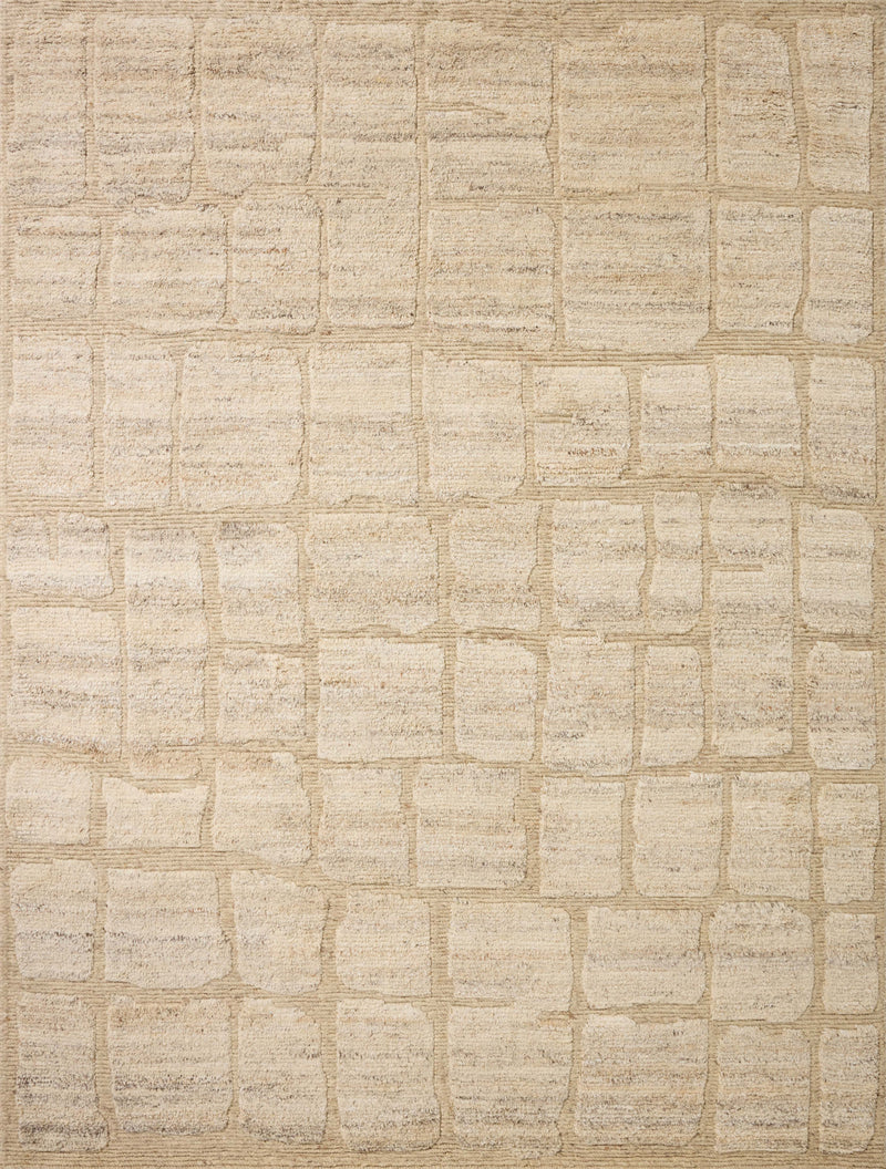 Loloi Hughes Natural 18" x 18" Sample Rug Beige sample Hand-Knotted Wool