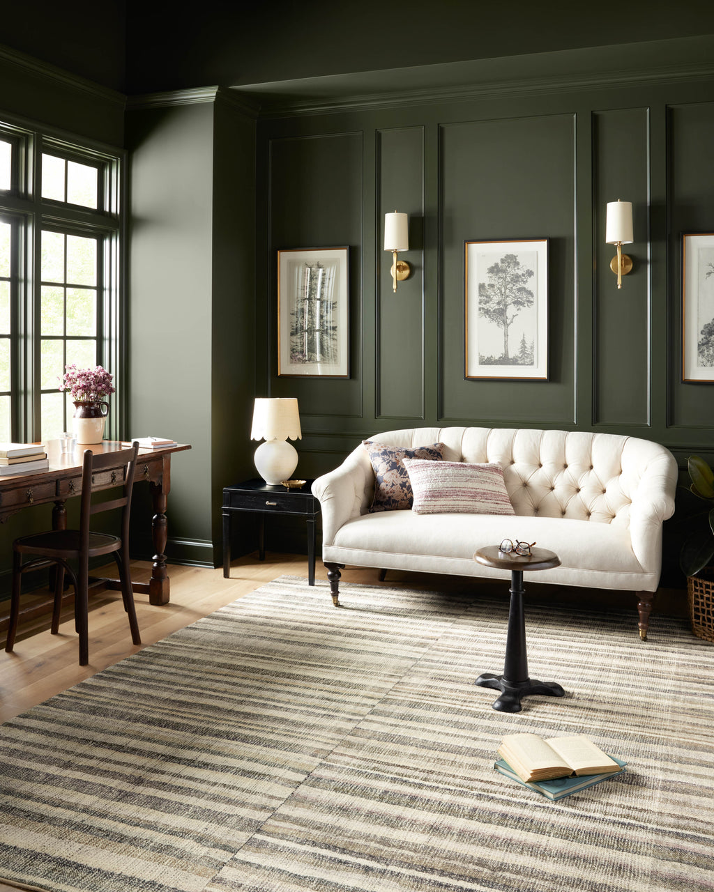 Chris Loves Julia x LoloiHumphrey Natural / Moss 2' x 3'-6" Rectangle Accent Rug Beige Accent Power-Loomed Polyester