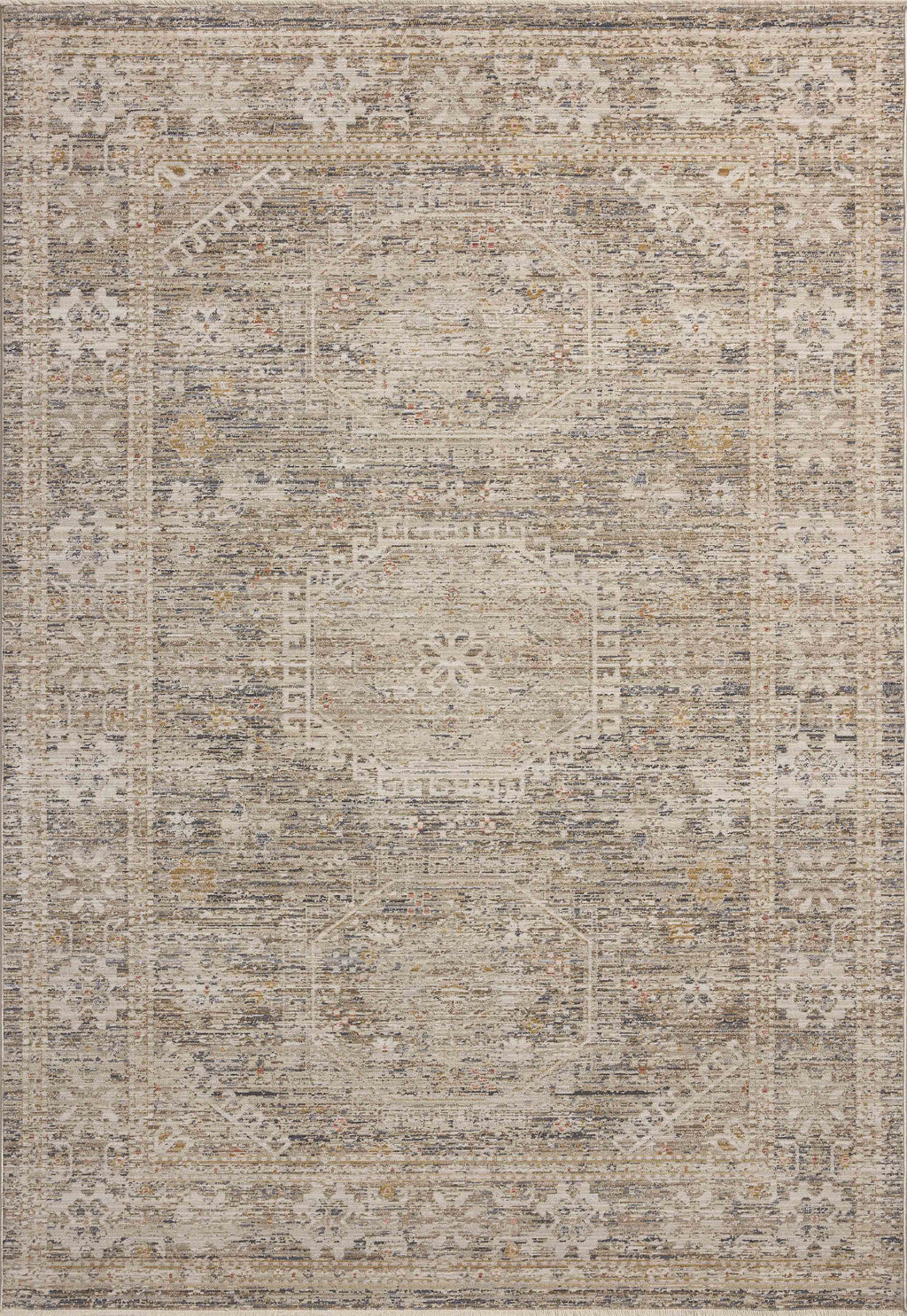 Chris Loves Julia x Loloi Ida Taupe / Multi 2'-3" x 3'-10" Accent Rug Beige Accent Power-Loomed Polyester