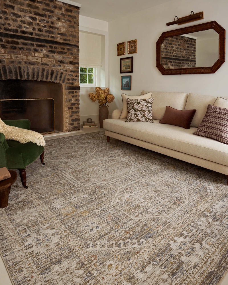 Chris Loves Julia x Loloi Ida Taupe / Multi 2'-3" x 3'-10" Accent Rug Beige Accent Power-Loomed Polyester