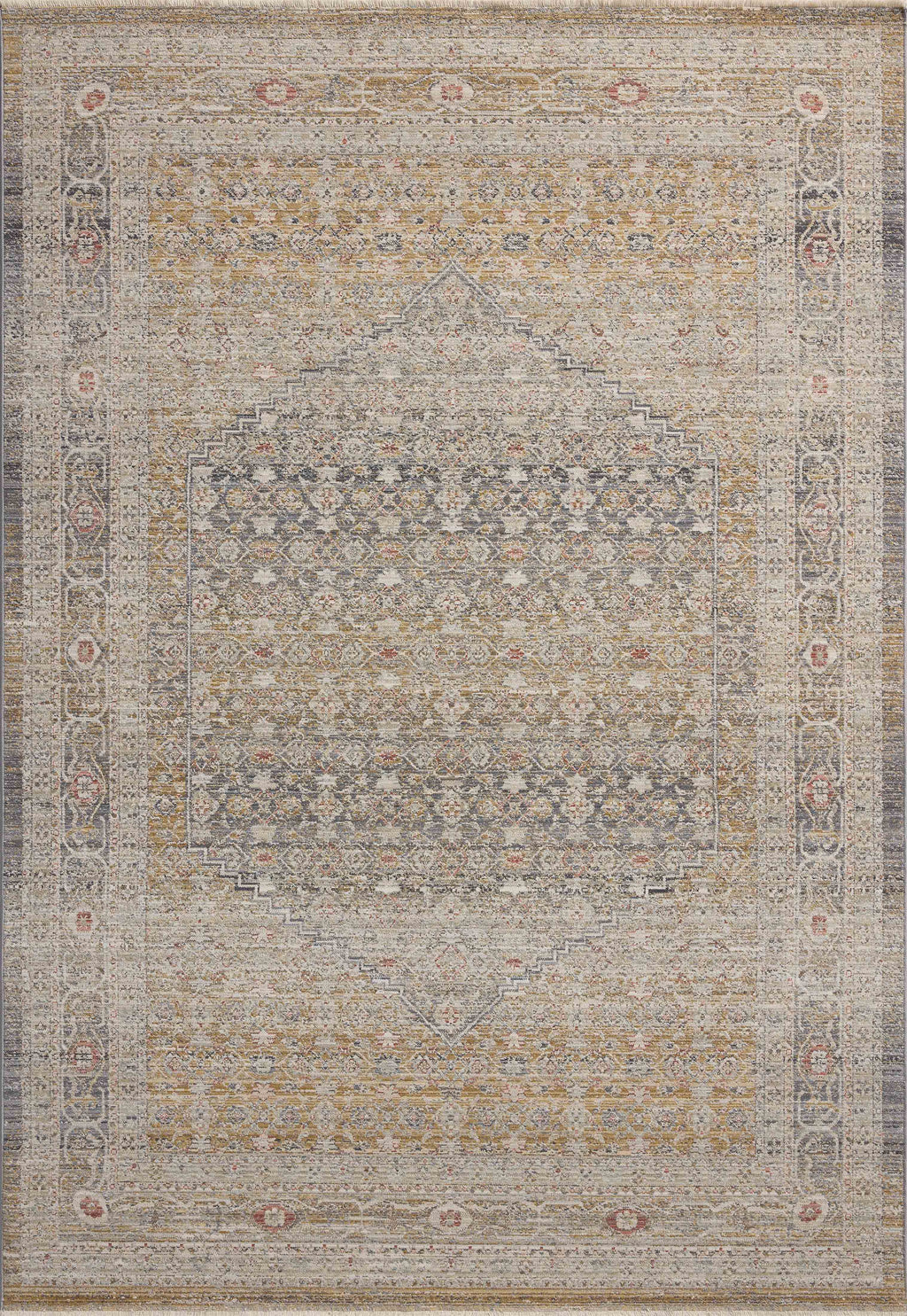 Chris Loves Julia x Loloi Ida Stone / Gold 2'-3" x 3'-10" Accent Rug Gray Accent Power-Loomed Polyester
