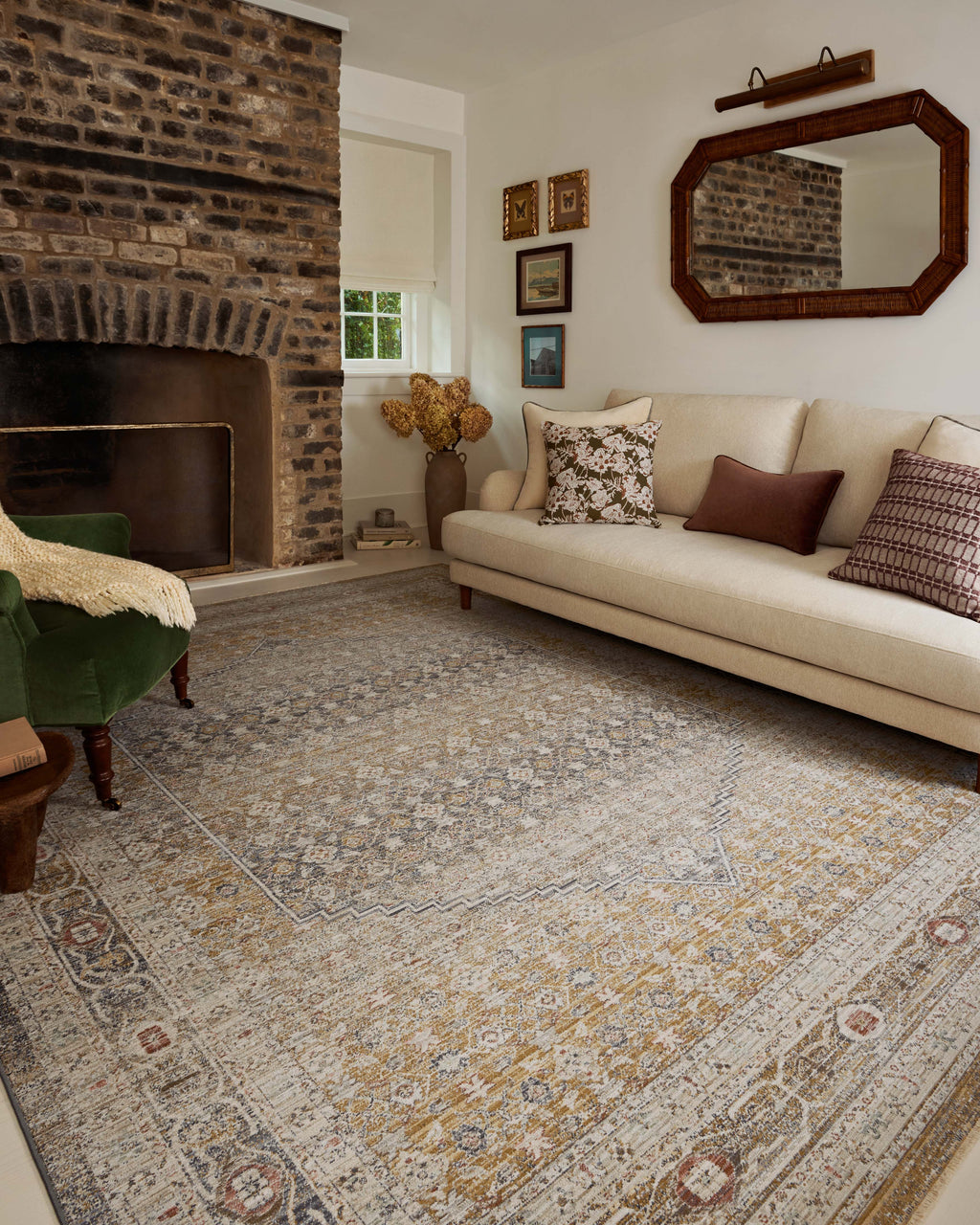 Chris Loves Julia x Loloi Ida Stone / Gold 2'-3" x 3'-10" Accent Rug Gray Accent Power-Loomed Polyester