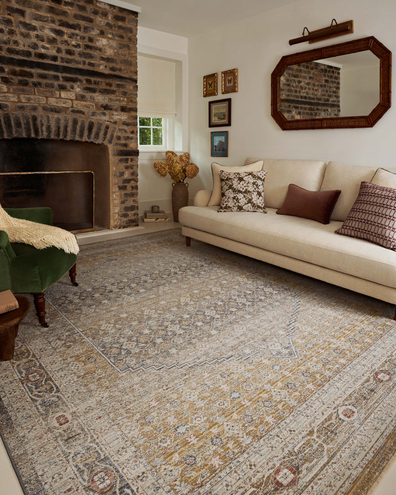 Chris Loves Julia x Loloi Ida Stone / Gold 2'-3" x 3'-10" Accent Rug Gray Accent Power-Loomed Polyester