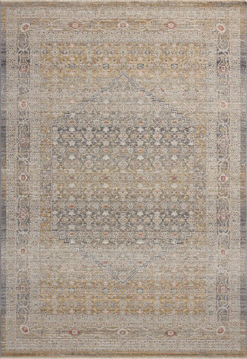 Chris Loves Julia x Loloi Ida Stone / Gold 2'-3" x 3'-10" Accent Rug Gray Accent Power-Loomed Polyester