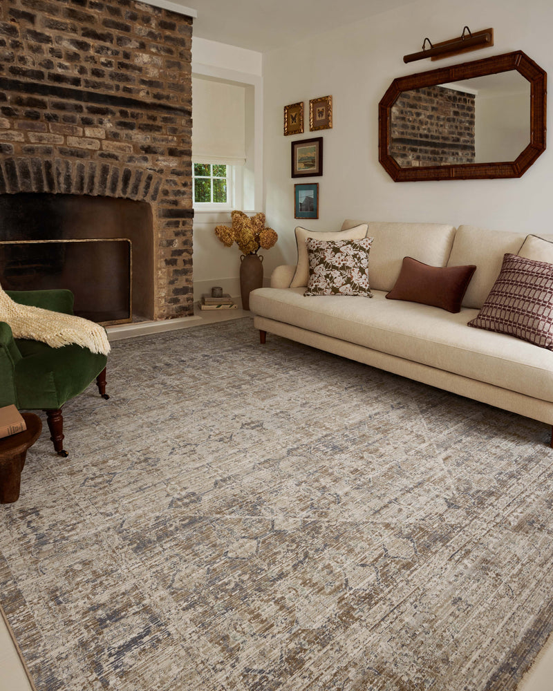 Chris Loves Julia x Loloi Ida Slate / Natural 2'-3" x 3'-10" Accent Rug Gray Accent Power-Loomed Polyester