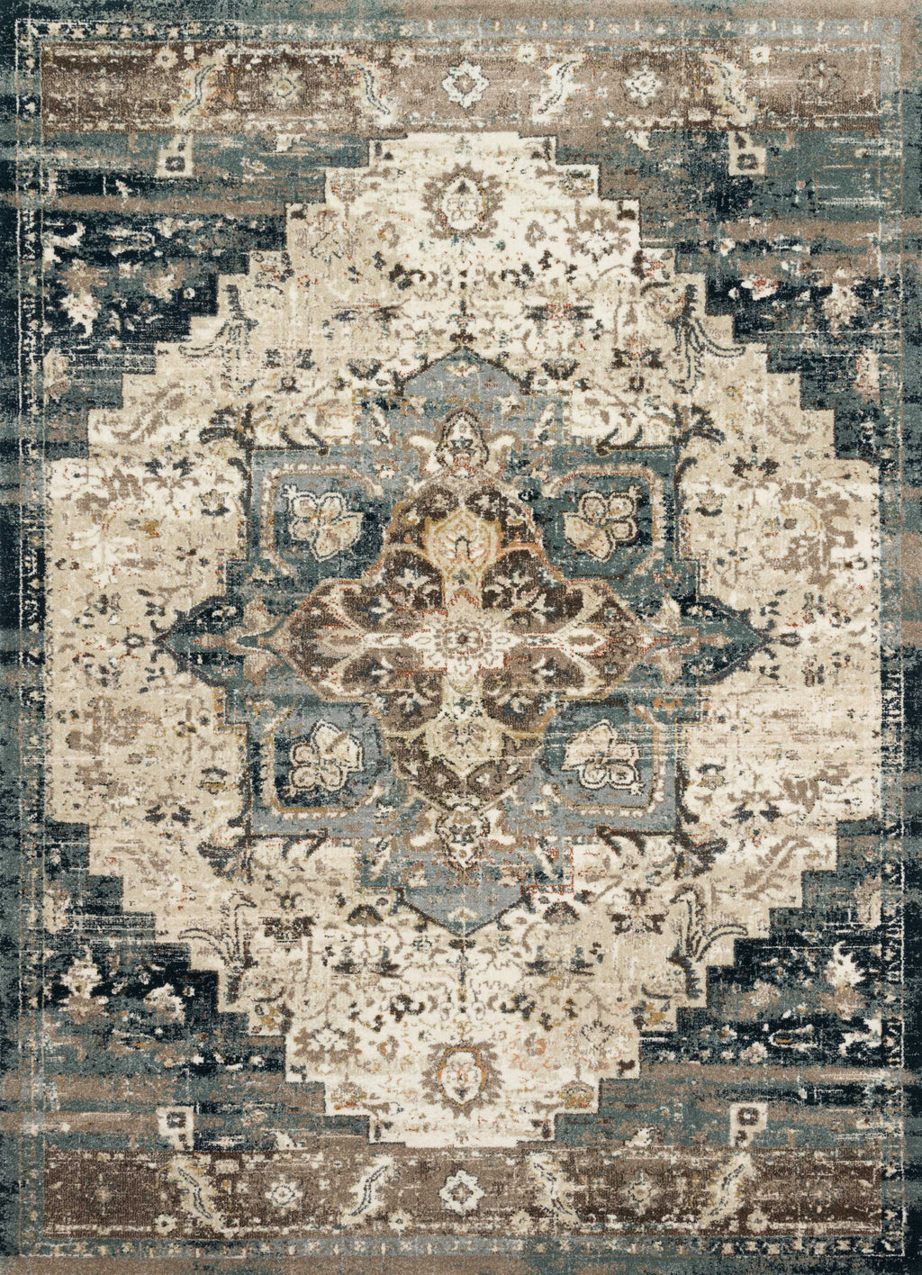 James Collection Rug in TAUPE / MARINE
