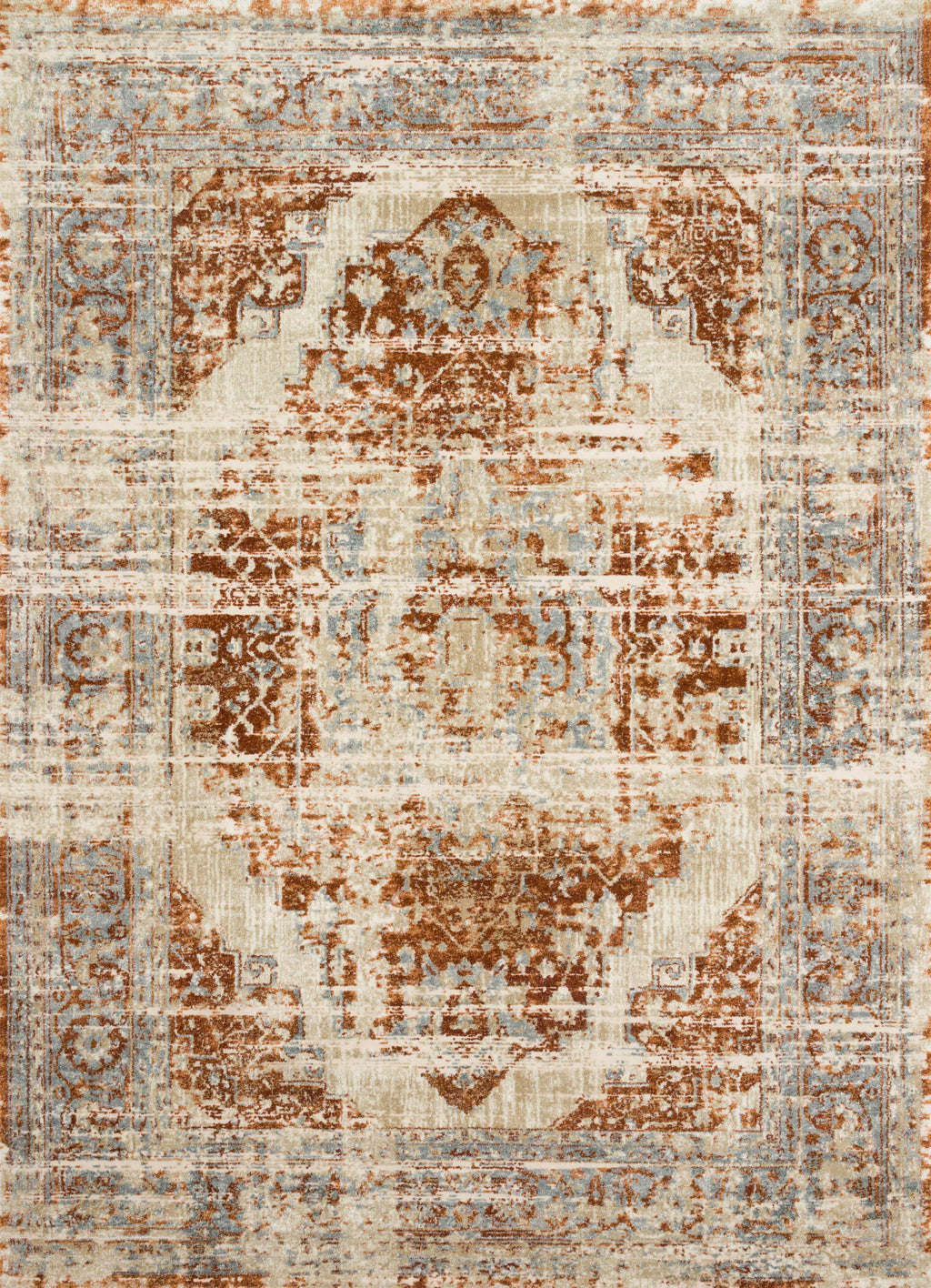 Magnolia Home by Joanna Gaines x Loloi James Collection Rug in Rust / Sky