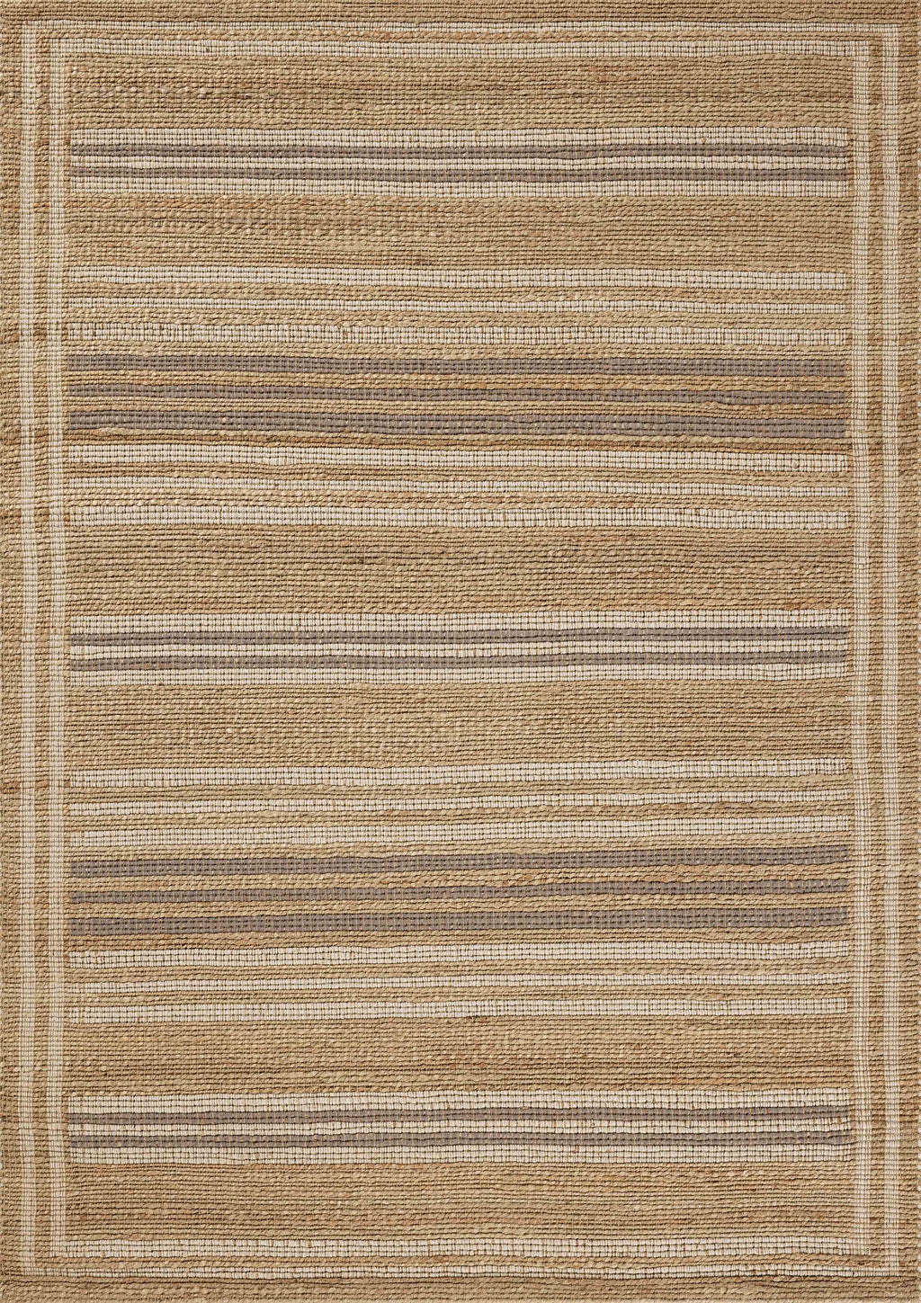 Chris Loves Julia x Loloi Judy Natural / Dove 2'-3" x 3'-9" Accent Rug Beige Accent Hand-Woven Jute/Cotton
