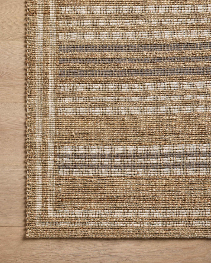 Chris Loves Julia x Loloi Judy Natural / Dove 2'-3" x 3'-9" Accent Rug Beige Accent Hand-Woven Jute/Cotton