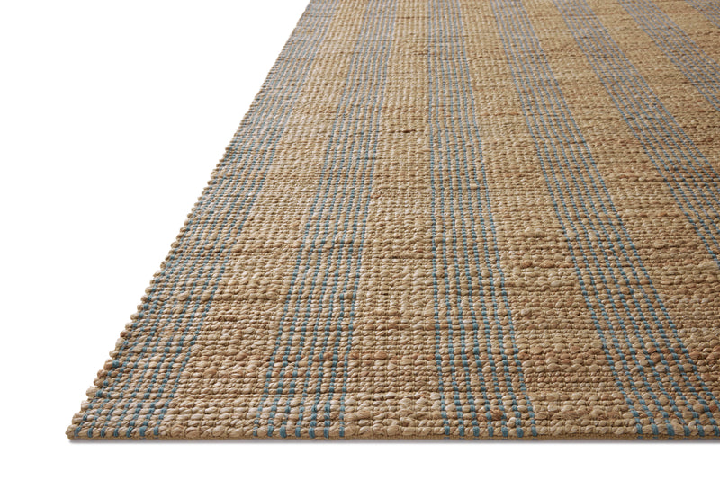 Chris Loves Julia x Loloi Judy Natural / Sky 2'-3" x 3'-9" Accent Rug Beige Accent Hand-Woven Jute/Cotton