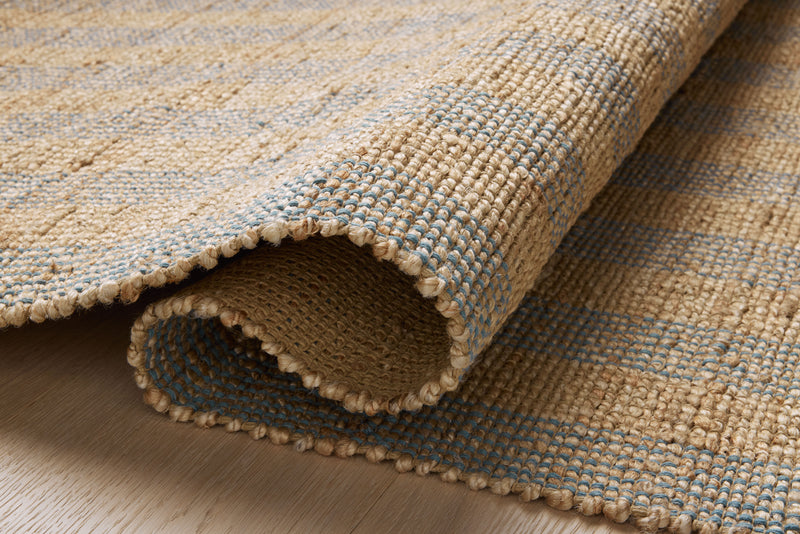 Chris Loves Julia x Loloi Judy Natural / Sky 2'-3" x 3'-9" Accent Rug Beige Accent Hand-Woven Jute/Cotton