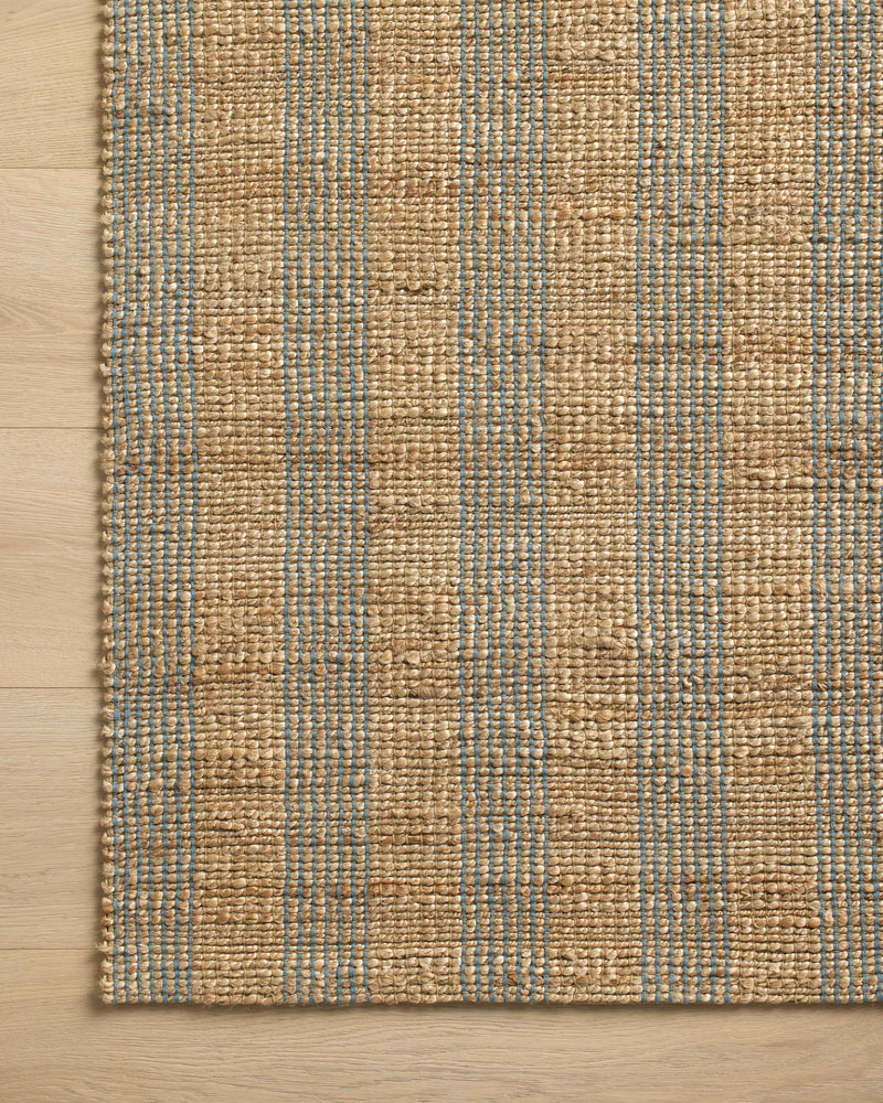 Chris Loves Julia x Loloi Judy Natural / Sky 2'-3" x 3'-9" Accent Rug Beige Accent Hand-Woven Jute/Cotton