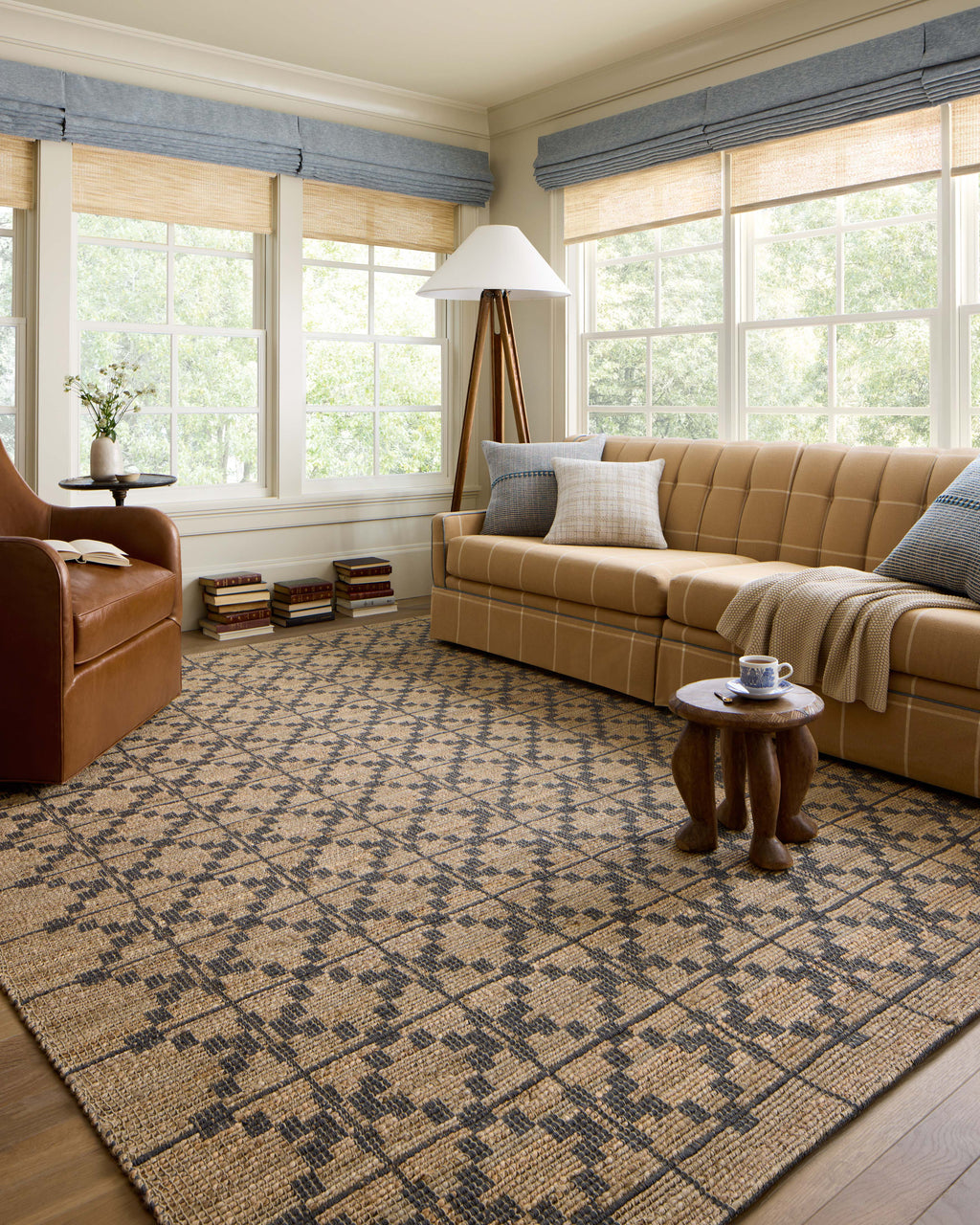 Chris Loves Julia x Loloi Judy Natural / Graphite 2'-3" x 3'-9" Accent Rug Beige Accent Hand-Woven Jute/Cotton