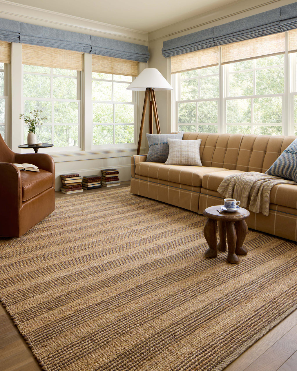 Chris Loves Julia x Loloi Judy Natural / Chocolate 2'-3" x 3'-9" Accent Rug Beige Accent Hand-Woven Jute/Cotton