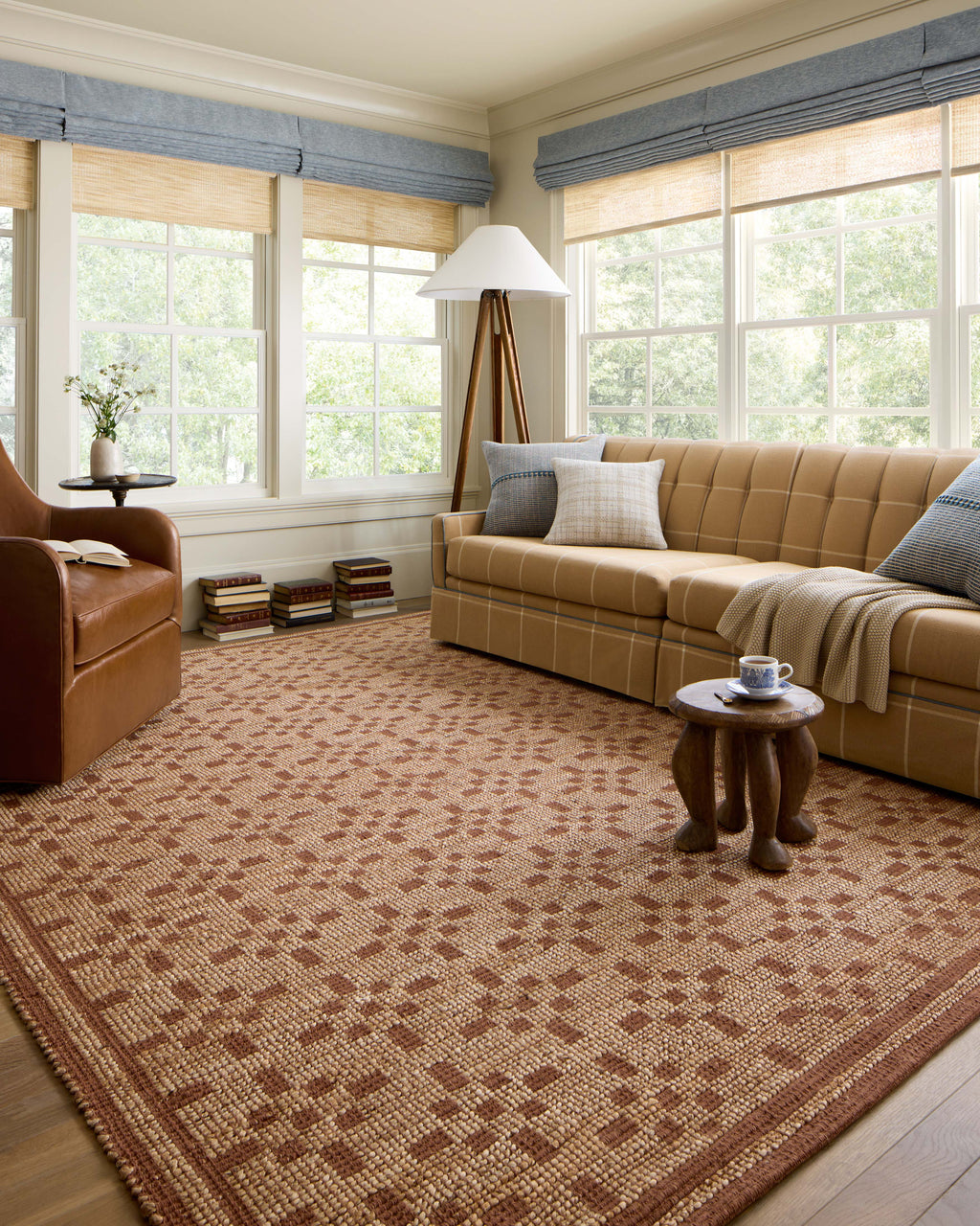 Chris Loves Julia x Loloi Judy Natural / Spice 2'-3" x 3'-9" Accent Rug Beige Accent Hand-Woven Jute/Cotton
