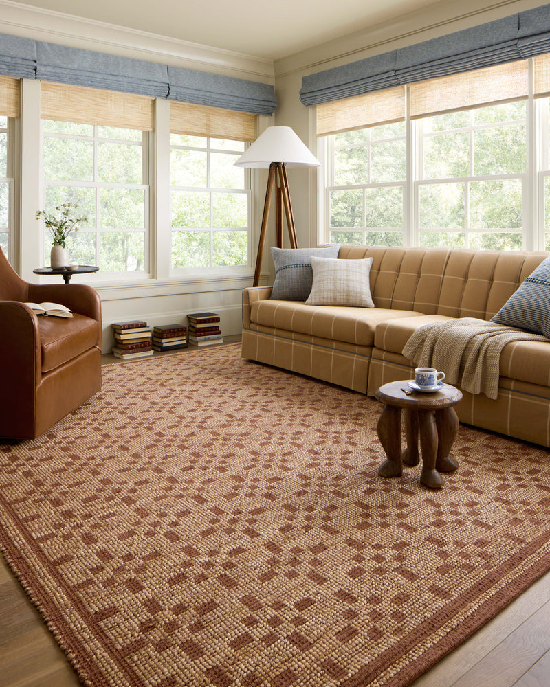 Chris Loves Julia x Loloi Judy Natural / Spice 2'-3" x 3'-9" Accent Rug Beige Accent Hand-Woven Jute/Cotton