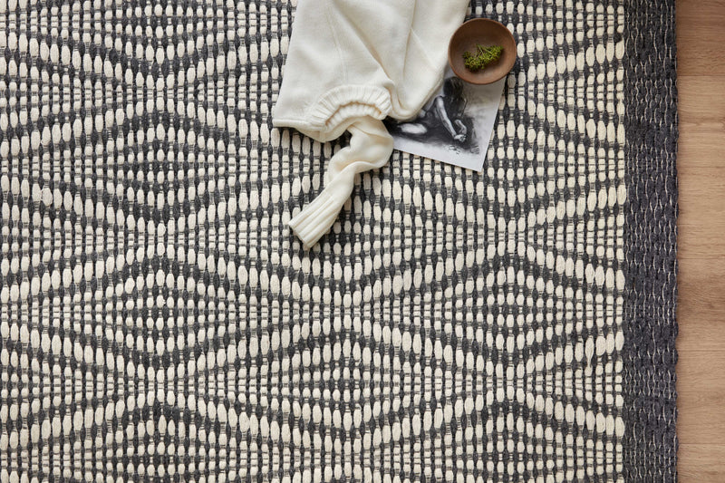 Loloi Kenzie Ivory / Charcoal 2'-3" x 3'-9" Accent Rug Ivory Accent Hand-Woven Wool/Polyester
