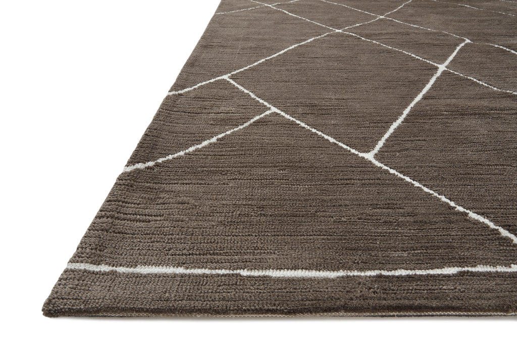 Magnolia Home by Joanna Gaines x Loloi Logan Rug in Mocha / White Brown Accent Power-Loomed Polyester