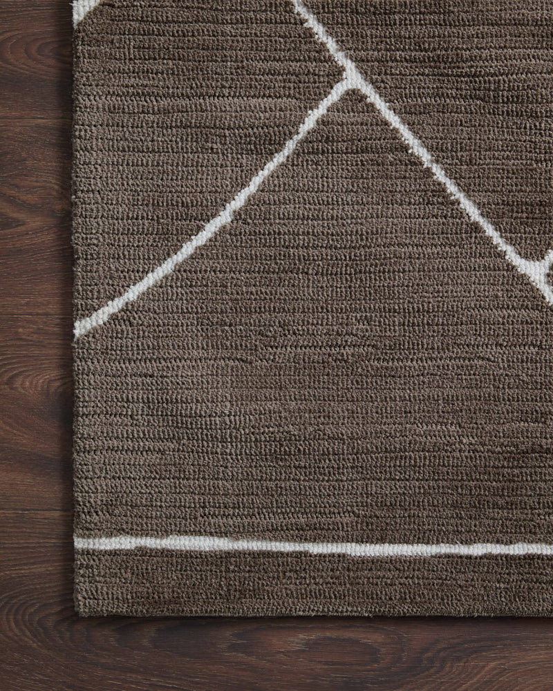 Magnolia Home by Joanna Gaines x Loloi Logan Rug in Mocha / White Brown Accent Power-Loomed Polyester