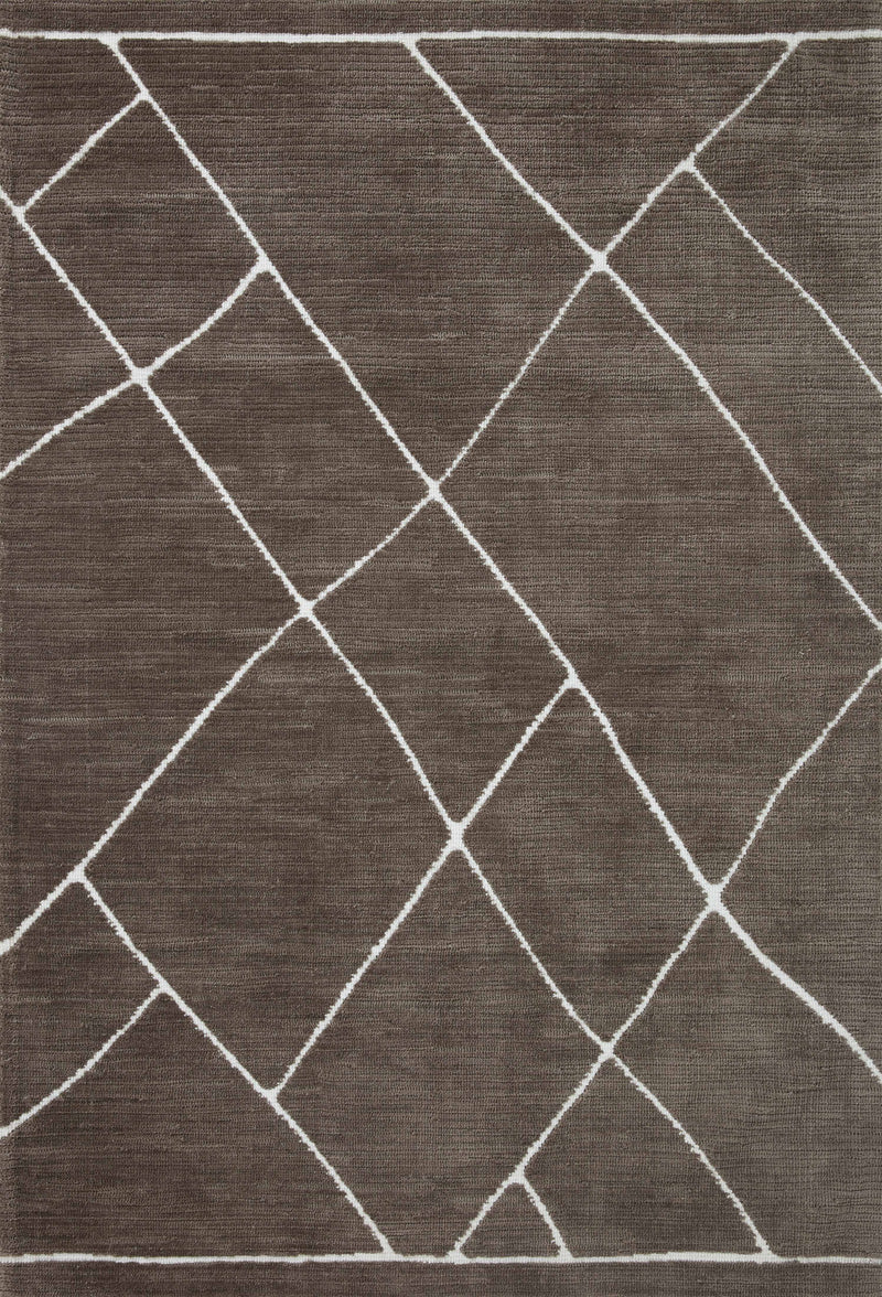 Magnolia Home by Joanna Gaines x Loloi Logan Rug in Mocha / White Brown Accent Power-Loomed Polyester