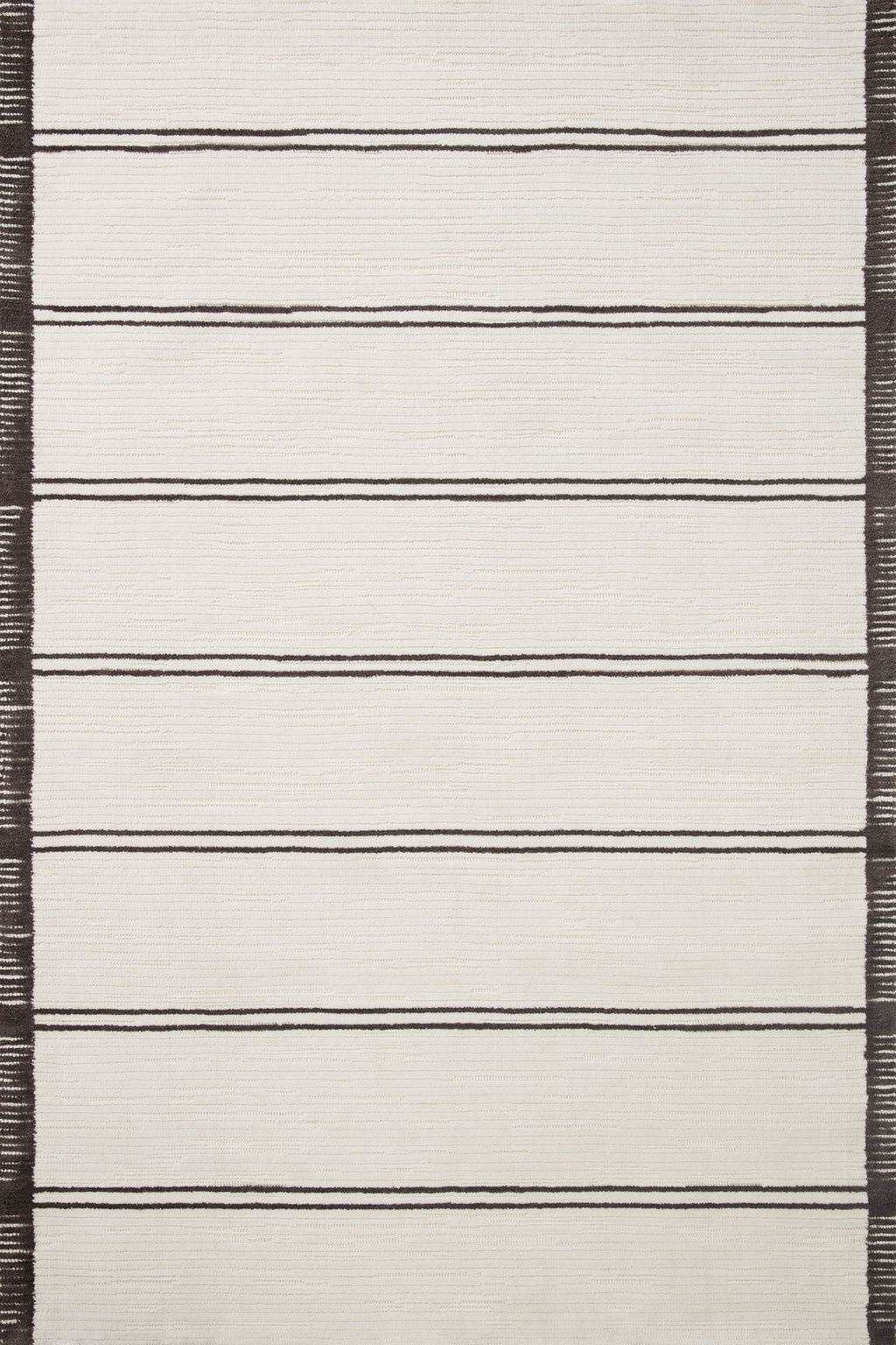 Magnolia Home by Joanna Gaines x Loloi Logan Rug in White / Mocha Ivory/White Accent Power-Loomed Polyester