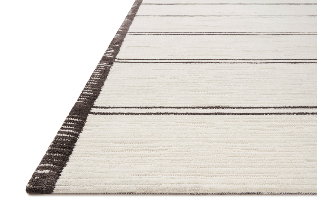 Magnolia Home by Joanna Gaines x Loloi Logan Rug in White / Mocha Ivory/White Accent Power-Loomed Polyester