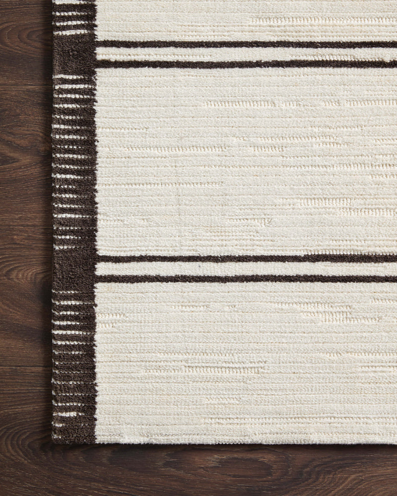 Magnolia Home by Joanna Gaines x Loloi Logan Rug in White / Mocha Ivory/White Accent Power-Loomed Polyester