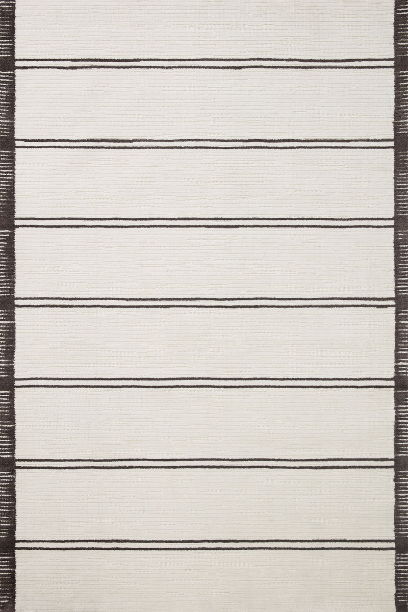 Magnolia Home by Joanna Gaines x Loloi Logan Rug in White / Mocha Ivory/White Accent Power-Loomed Polyester