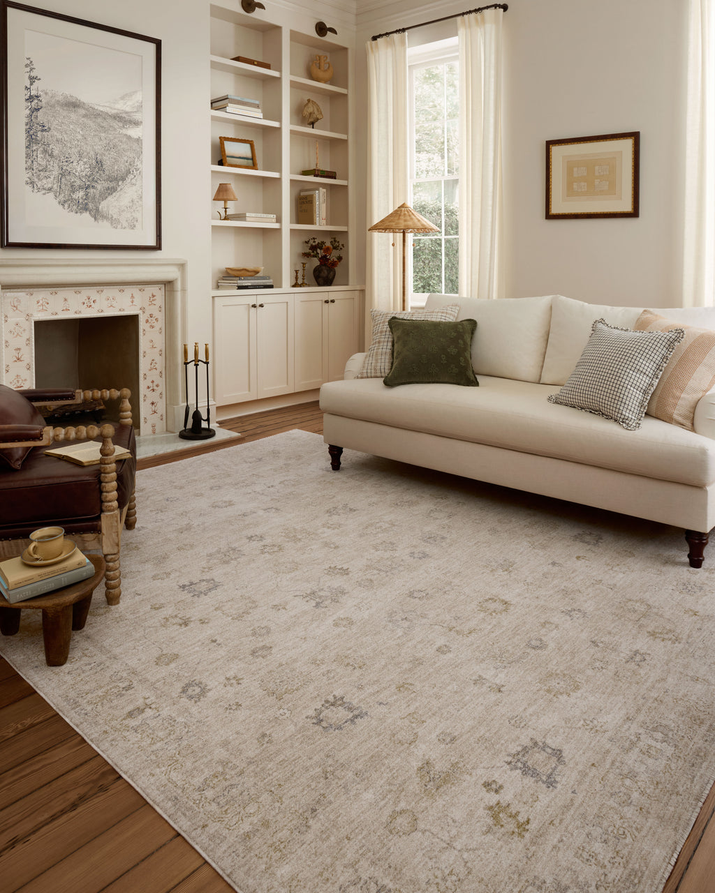 Chris Loves Julia x Loloi Louisa Oatmeal / Stone 2'-3" x 3'-10" Accent Rug Beige Accent Power-Loomed Polyester