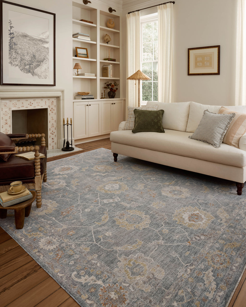 Chris Loves Julia x Loloi Louisa Ocean / Sunset 2'-3" x 3'-10" Accent Rug Blue Accent Power-Loomed Polyester