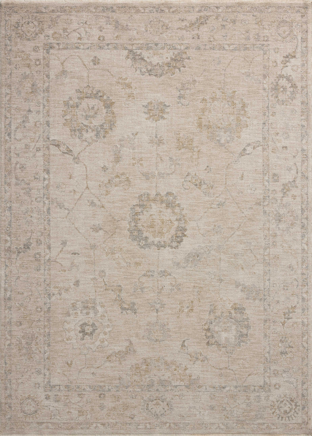 Chris Loves Julia x Loloi Louisa Oatmeal / Slate 2'-3" x 3'-10" Accent Rug Beige Accent Power-Loomed Polyester