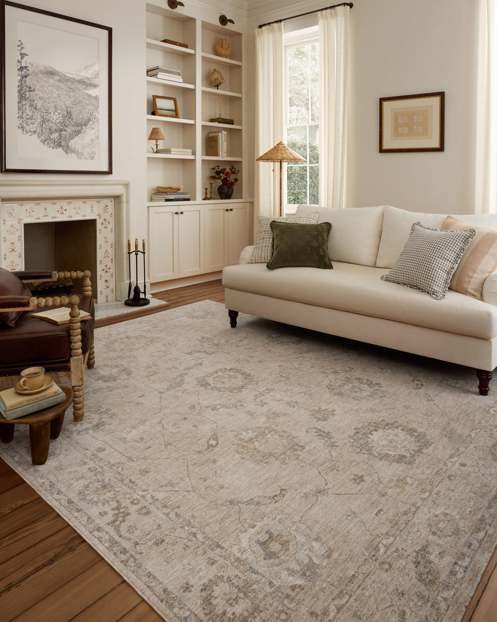 Chris Loves Julia x Loloi Louisa Oatmeal / Slate 2'-3" x 3'-10" Accent Rug Beige Accent Power-Loomed Polyester