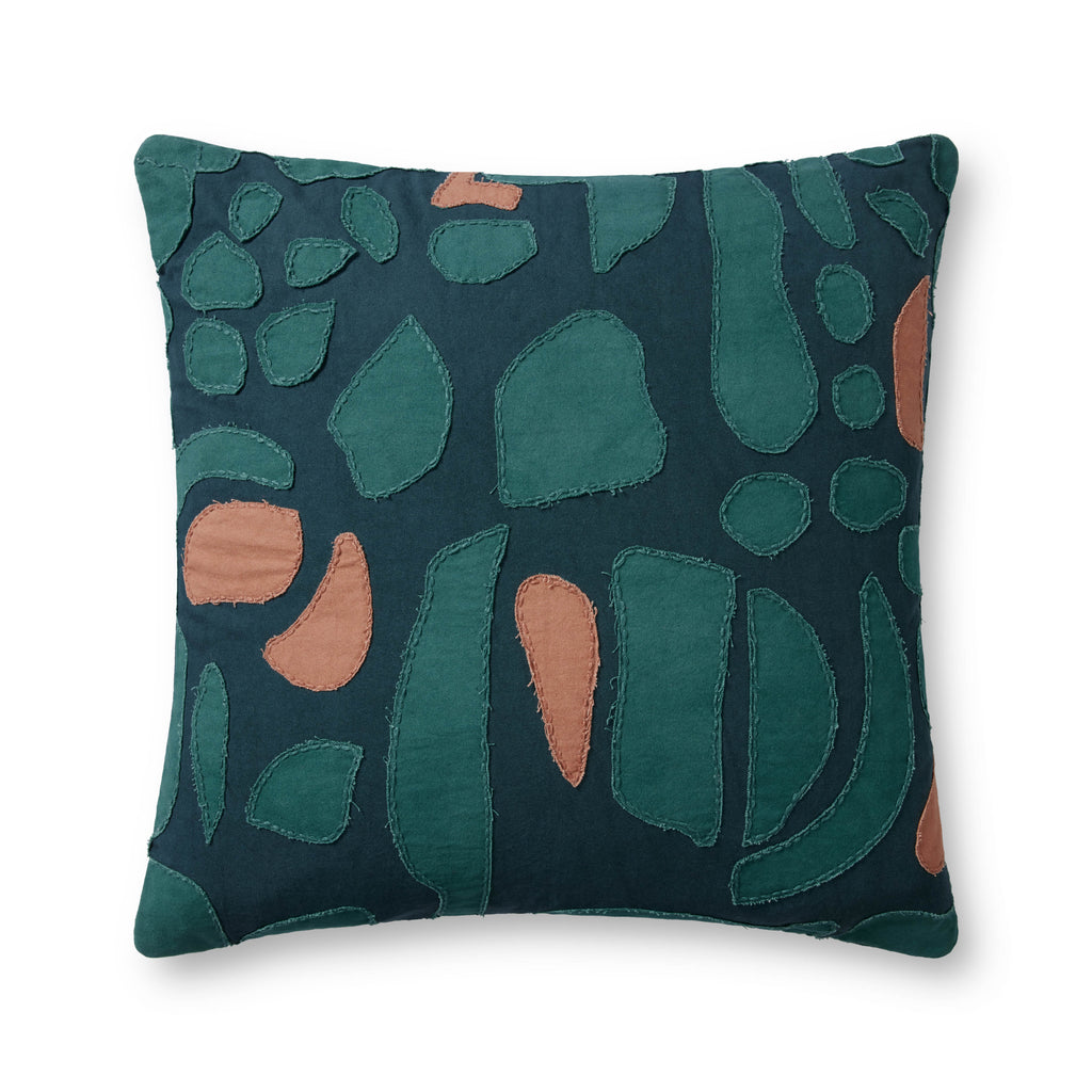 Pillow in Teal / Clay 22'' x 22'' Blue pillow Woven Cotton
