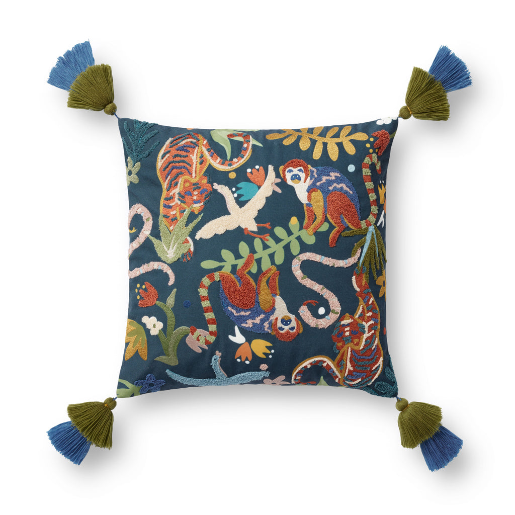 Pillow in Navy / Multi 18'' x 18'' 0 pillow Embroidered Polyester