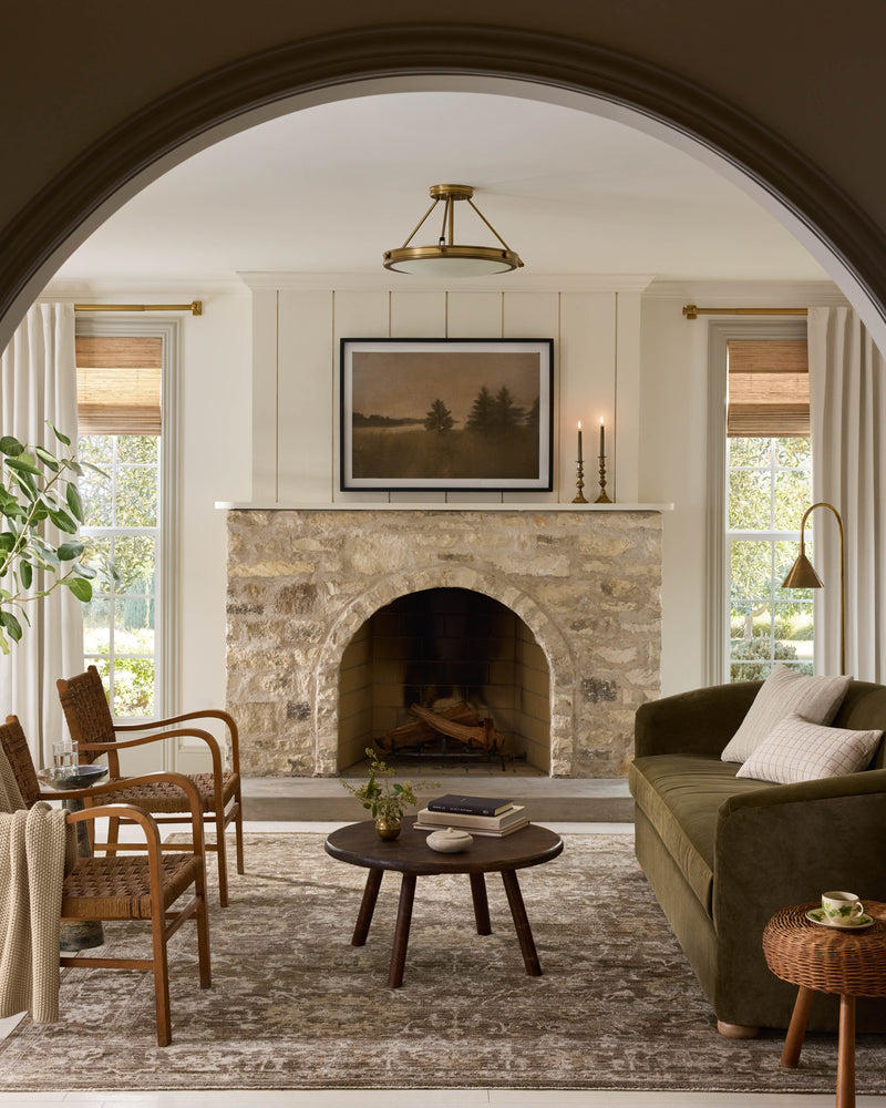 Magnolia Home by Joanna Gaines x Loloi Pace Rug in Bark / Natural Beige Accent Power-Loomed Polypropylene/Polyester