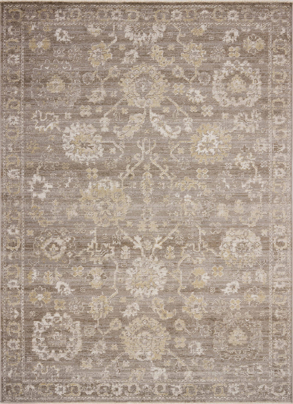 Magnolia Home by Joanna Gaines x Loloi Pace Rug in Taupe / Wheat Beige Accent Power-Loomed Polypropylene/Polyester