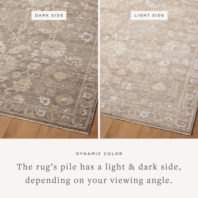 Magnolia Home by Joanna Gaines x Loloi Pace Rug in Taupe / Wheat Beige Accent Power-Loomed Polypropylene/Polyester